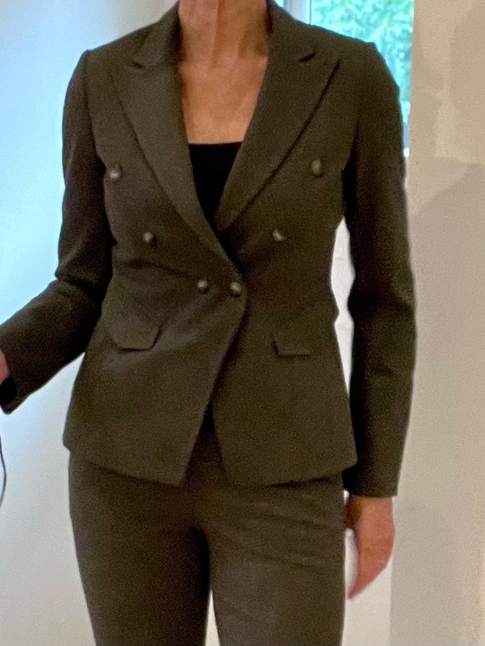 Double-Breasted Women's Blazer Jacket in Dark Grey
